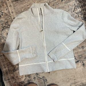 Kinross gray full zip cotton sweater size L